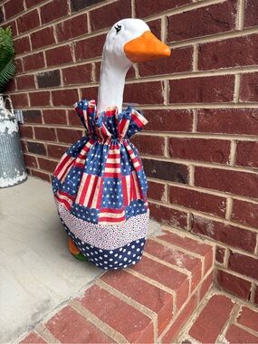 Patriotic Fabric Goose Doorstop / Decorative Goose